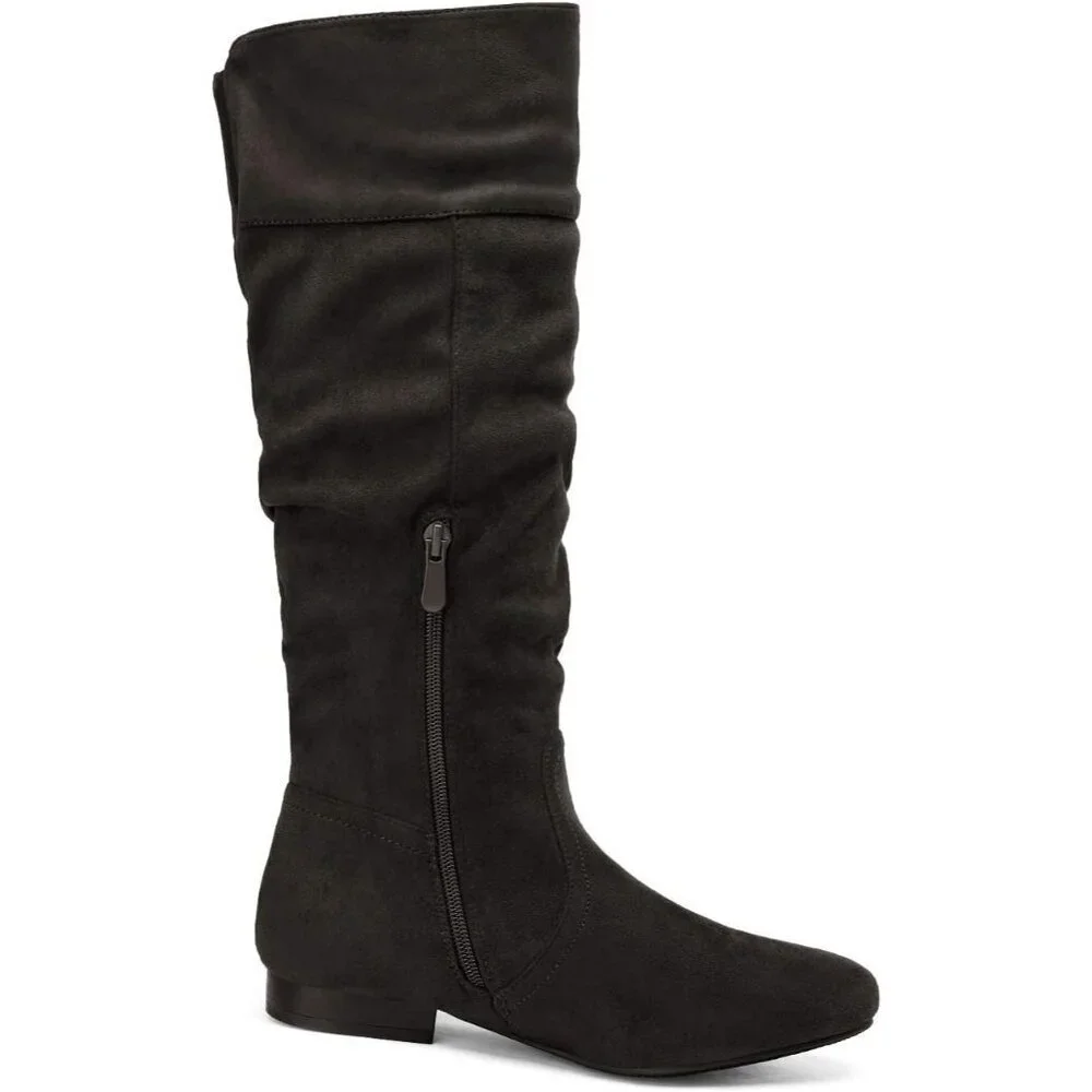 Women's Black Dream Pairs Pull On Knee High for Fall Winter Boots